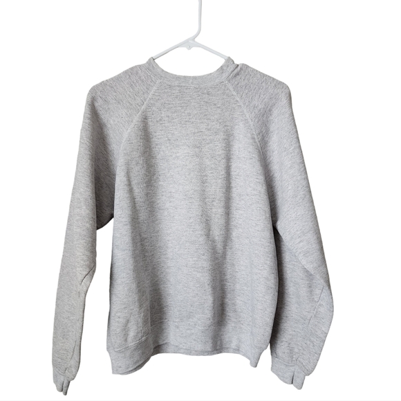 VINTAGE 90's star quilted pull over crewneck sweatshirt in light grey L - Picture 2 of 5